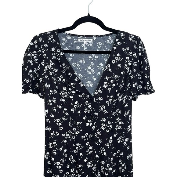 Reformation Black Floral Midi Dress - Picture 2 of 9